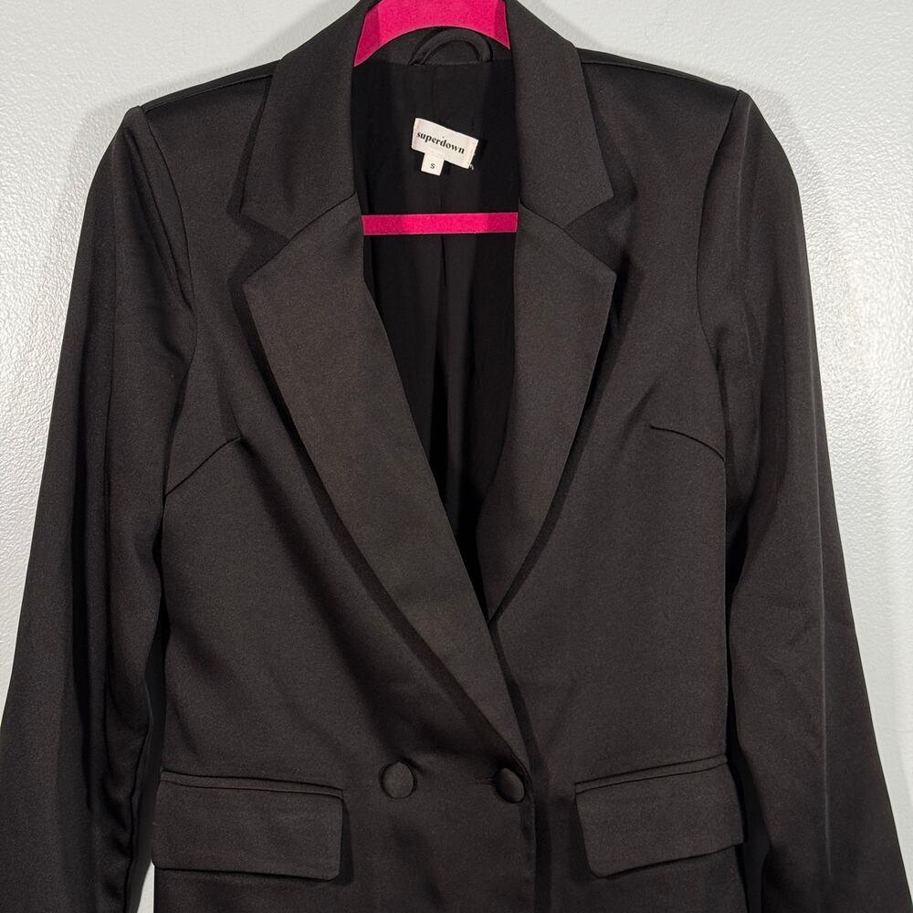 Superdown Revolve Miley Black Oversized Satin Bla… - image 3